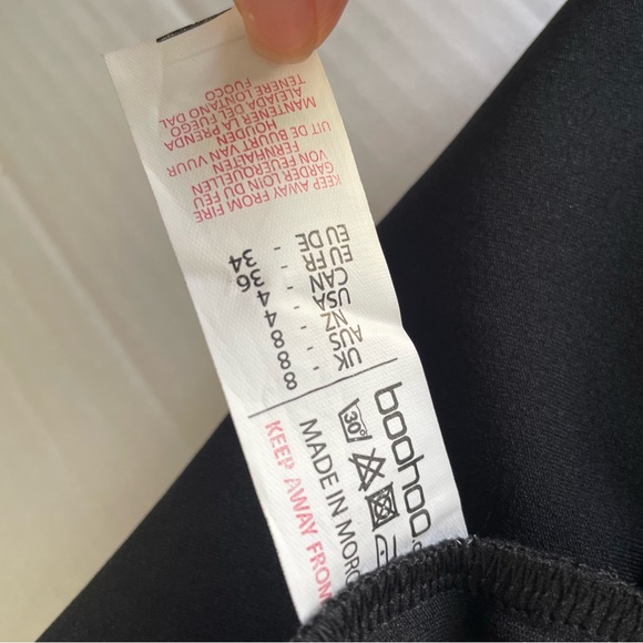 Boohoo Black Asymmetrical Wrap Dress Rushed Waist Little Black Dress Cap Sleeves - Picture 9 of 16